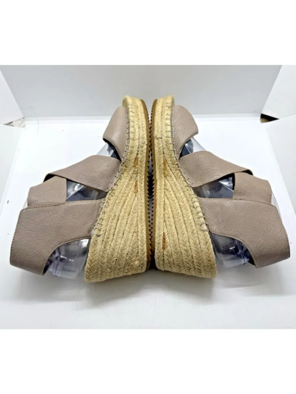Eileen Fisher Willow Espadrille Platform Wedge Sandals Women 8.5 Tumbled Leather